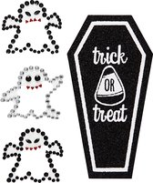 Stickers met strasstenen, spoken en kist, 14x17 cm, 1 vel