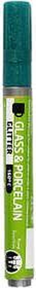 Glas- & Porseleinstiften, glitter, lijndikte 2-4 mm, semi-dekkend, donkergroen, 1 stuk