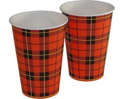 Koffie-to-go beker met schotse ruit | Wegwerp | Koffie | Thee | Karton | 100 stuks