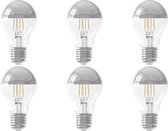 CALEX - LED Lamp 6 Pack - Kogelspiegellamp Filament A60 - E27 Fitting - 4W - Warm Wit 2300K - Chroom - BES LED