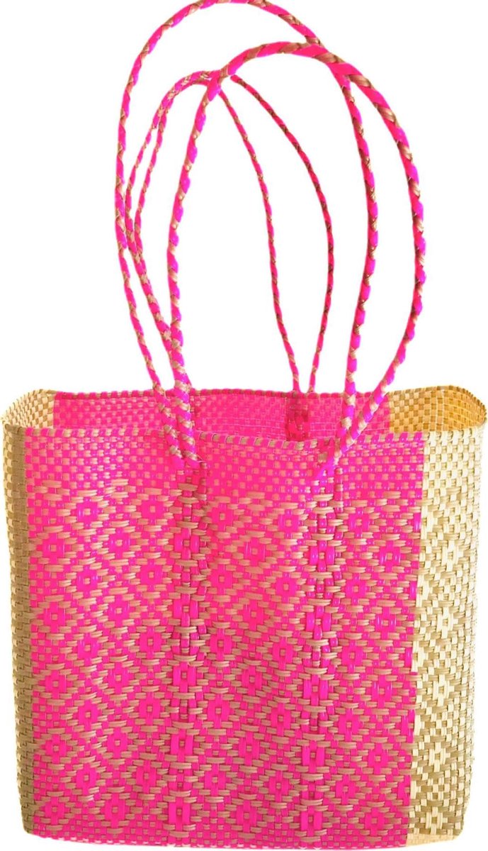 Otomi Mexico- Tas - Strandtas - Roze, beige en goud - Valentijn Cadeau