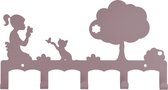 Kinderkapstok 5-haaks Bexley - Paars Roze Bark kapstok voor kinderen - Dandelion Girl - Land of Kids wandkapstok