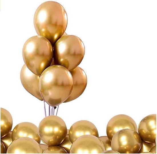 10 Stuks Luxe Helium Ballonnenset Metallic Gold Verjaardag... | bol.com