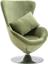 Monkey's Velvet Draaistoel in ei-vorm met kussen - Lichtgroen - Fluweel - Fauteuil - Draaistoel - Lounge stoel - Televisiestoel - Relaxstoel - Gestoffeerde stoel - 64 x 64 x 86 cm