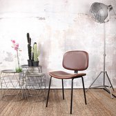 DS4U® Janneke eetkamerstoel - stoel - industrieel - PU leer - kunstleer - zwart metaal - staal - vintage bruin