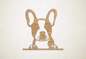 Wanddecoratie - Hond - Boston Terrier 5 - XS - 25x25cm - Eiken - muurdecoratie - Line Art