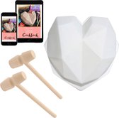 Valentijn, Siliconen Vorm voor Chocolade Hart met 2 Hamers - Incl. Digitaal Kookboekje - Smash Heart - Hartvormige Mal -  TikTok Famous - Valentijns hart