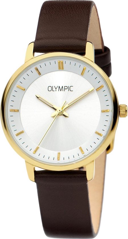 Olympic OL21DDL002 Verona Horloge - Leer - Bruin - 32mm