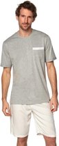 Rossli-  - heren pyjama - grijs/wit M
