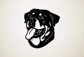 Wanddecoratie - Hond - Rottweiler 14 - S - 51x45cm - Zwart - muurdecoratie - Line Art