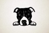 Wanddecoratie - Hond - Pitbull 2 - L - 75x91cm - Zwart - muurdecoratie - Line Art