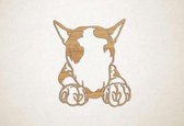 Wanddecoratie - Hond - Bull Terrier - M - 69x60cm - Eiken - muurdecoratie - Line Art