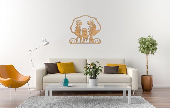 Décoration murale - Chien - Golden Retriever 4 - M - 60x67cm - Chêne - décoration murale - Line Art