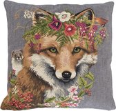 gobelin kussen bloemen vos 45x45cm