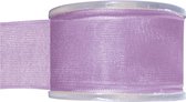 1x Hobby/decoratie lila organza sierlinten 4 cm/40 mm x 20 meter - Cadeaulint organzalint/ribbon - Striklint linten lila