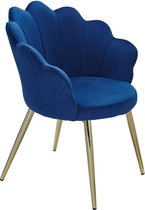 Monkey's Luxe velvet schelp eetkamerstoel - Fluweel - Blauw - Keukenstoel met goudkleurige poten - Schaalstoel - Scandinavisch design - Gestoffeerde stoel met stoffen bekleding - 5