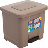 Dubbele afvalemmer/vuilnisemmer 35 liter met deksel en pedaal - Taupe- vuilnisbakken/prullenbakken - Kantoor/keuken