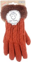 Oranje gebreide handschoenen teddy voor kinderen - Warme winter handschoenen voor jongens/meisjes