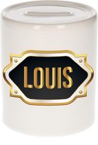 Louis naam cadeau spaarpot met gouden embleem - kado verjaardag/ vaderdag/ pensioen/ geslaagd/ bedankt