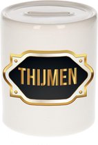 Thijmen naam cadeau spaarpot met gouden embleem - kado verjaardag/ vaderdag/ pensioen/ geslaagd/ bedankt