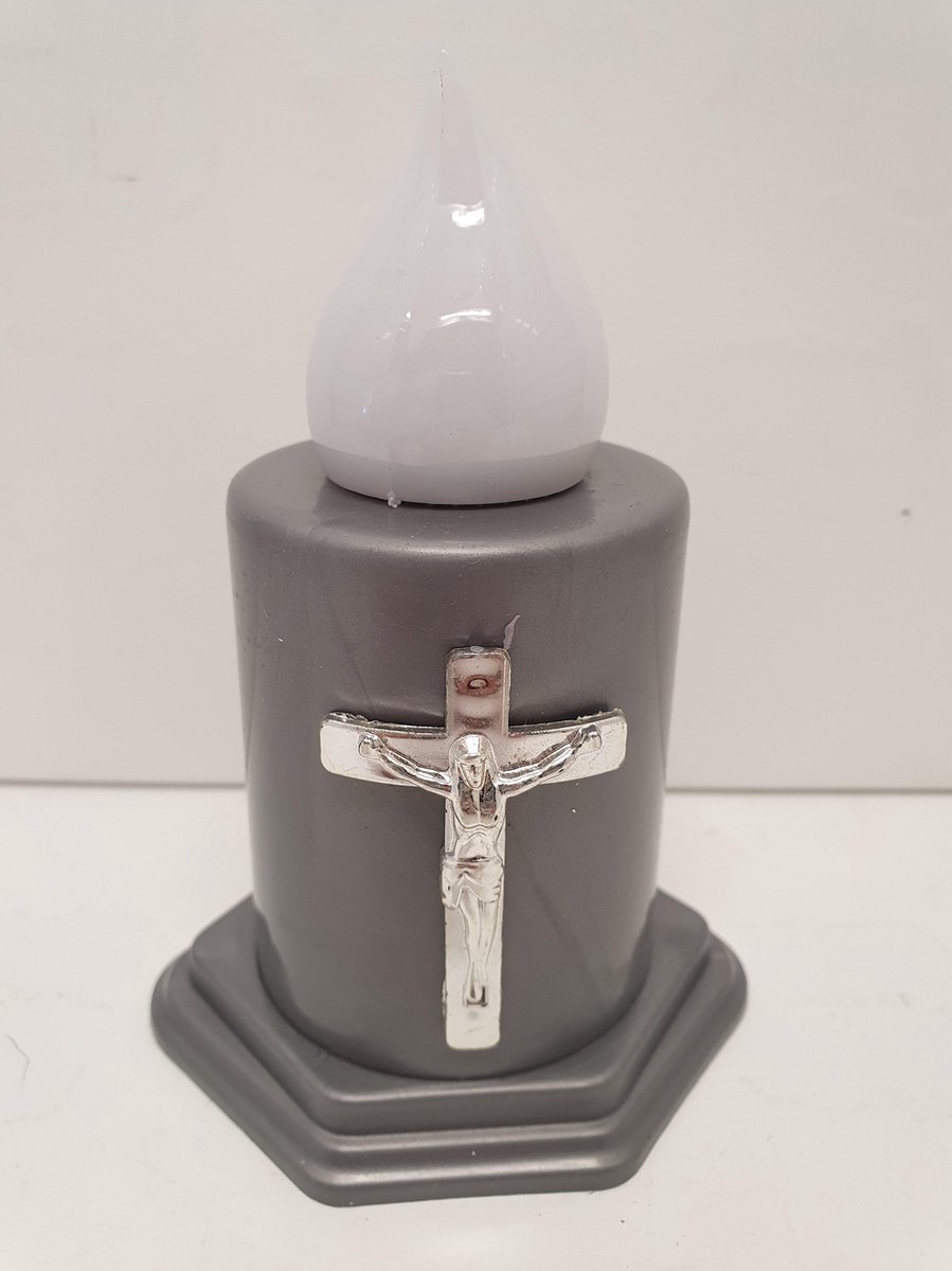 Lumière commémorative - Art 2 - Croix - Or - Avec bougie LED - Bougie  funéraire 