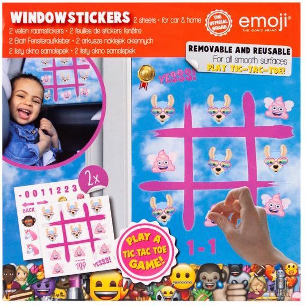 Emoji Raamstickers Kinderen Thema: Boter/kaas/eieren Meisjes - 2 Vellen Raamstickers - Raamstickers Auto - Raamstickers Woonkamer