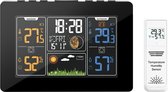 Smartzo PT201C Weerstation binnen en buiten – Draadloos weerstation met draadloze buitensensor - Zwart weerstation met LCD-display – Bereik tot 60 meter