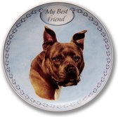 Wandbord My Best Friend Staffordshire , bord op standaard, hondenkop