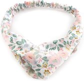 Haarband | wit met roze bloemetjes
