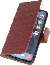 DiLedro iPhone 12 Mini Hoesje Bookcase Shock Proof - Croco Brown