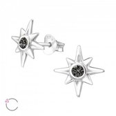 Aramat jewels ® - Oorstekers sterling zilver ishtar 11mm swarovski elements kristal black diamond