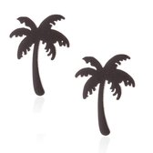 Aramat jewels ® - Oorbellen palmboom zweerknopjes zwart chirurgisch staal 11mm