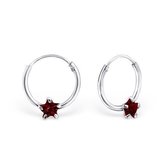 Aramat jewels ® - 925 sterling zilveren kinder oorringen met ster zirkonia rood