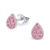 Aramat jewels ® - 925 sterling zilveren oorbellen druppel strass licht roze