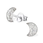 Aramat jewels ® - 925 sterling zilveren oorbellen maan glitter wit