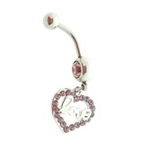 Navelpiercing hart love roze chirurgisch staal volwassenen dames