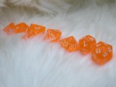 Polyset Dice | Dobbelstenen - Set Van 7 Stuks - Oranje Roze Wit Doorzichtig Transparant| Voor D&D en Andere Rollenspellen | Plastic Dobbelstenen Set voor Dungeons and Dragons | Pol