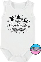 Romper - My first Christmas - maat 62/68 - kap mouwen - baby - baby kleding jongens - baby kleding meisje - rompertjes baby - rompertjes baby met tekst - kraamcadeau meisje - kraam