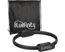 Bluefinity pilates ring zwart - dubbele handgrepen - met oefeningen - fitness - yoga - Ø 37cm