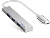 USB-C Hub met 3x USB 3.0 en TF Card reader Wit/Zilver - USB-C Cardreader - Alluminium behuizing - USB C kaartlezer - Type C kaartlezer