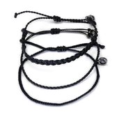 Chibuntu® - Zwarte Armband Set Heren - Armbanden Set collectie - Mannen - Armband (sieraad) - One-size-fits-all