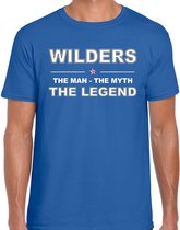 Wilders naam t-shirt the man / the myth / the legend blauw voor heren L
