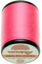 neon roze/ fel rose naaigaren - 500 m - universeel - 100% polyester - sterk - garen voor carnaval en feest kleding  - col pes778