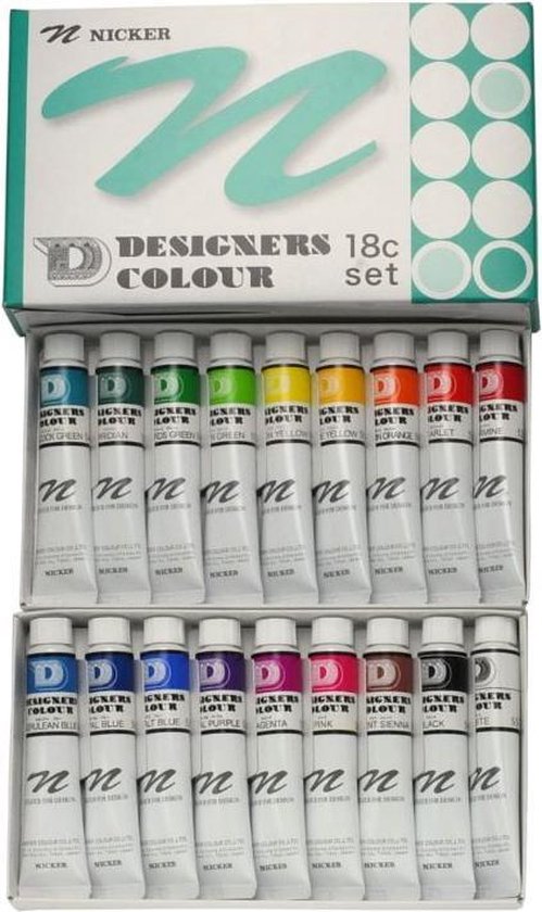 Nicker Designer Colours - 18 stuks - Hoge kwaliteit - acrylverf - Verf -  Ghibli | bol.com