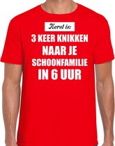 Rood fout Kerstshirt / t-shirt - Kerst is 3 keer knikken naar schoonfamilie - heren - Kerstkleding / Christmas outfit XL