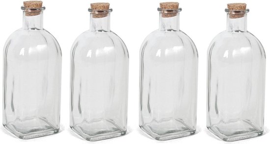 Afdrukken Blokkeren Heer 12x Transparante glazen flessen met kurken dop 490 ml - Glazen flessen met  kurk | bol.com