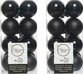 96x Zwarte kunststof kerstballen 4 cm - Mat/glans - Onbreekbare plastic kerstballen - Kerstboomversiering zwart
