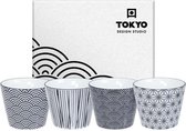 Tokyo Design Studio - Nippon Black Koffiekopjes - 180 ml - 4 stuks
