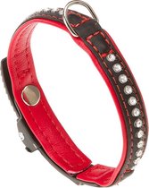 Ferplast Halsband Lux 2 X 35 Cm Kunstleer Zwart/rood