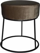 Rox Living Kruk 32 X 38 Cm Fluweel/staal Zwart/bruin